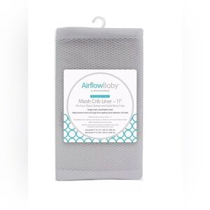 Crib liner Baby airflow mesh grey 11” wide fits cribs, opened but never used